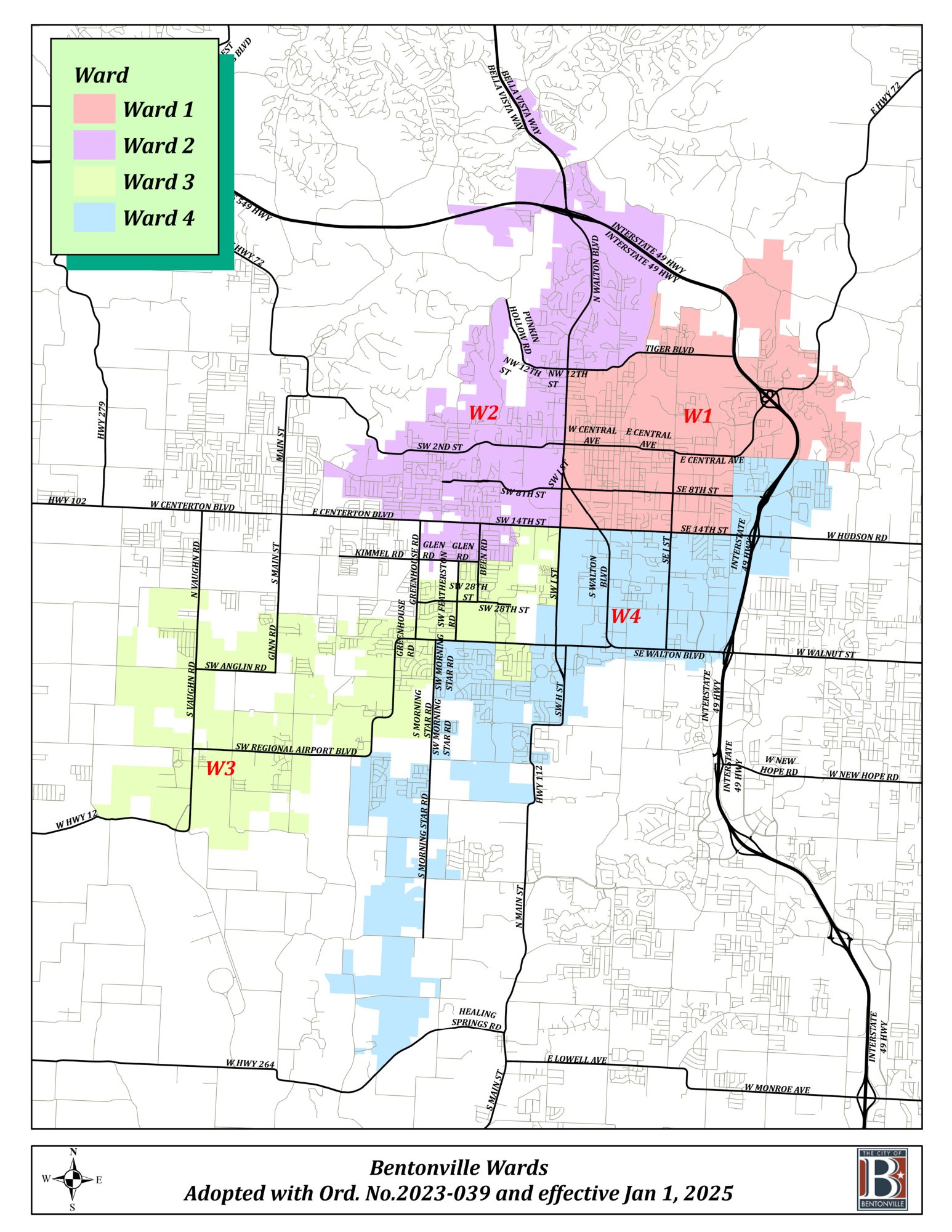 Ward map for Bentonville