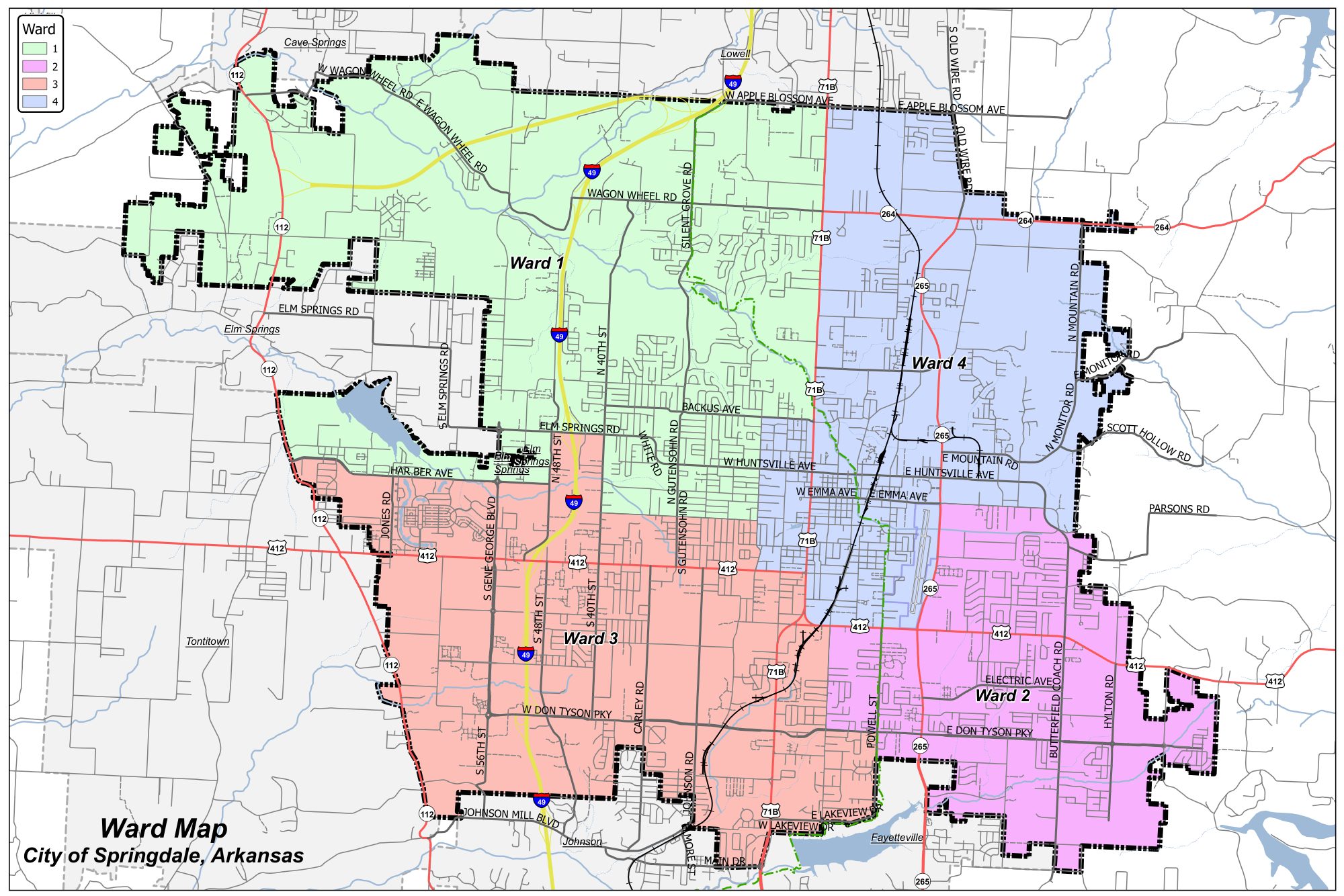 Ward map for Springdale